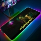 Eco-friendly Cyberpunk 2077 Glowing RGB LED Mouse Pad 4mm Thickness for Gaming Keyboard USB Anti-slip Rubber Base Desk Mat